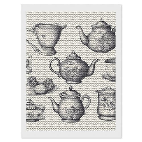 Kit d'art diamant théière pour adultes avec strass ronds broderie diamants