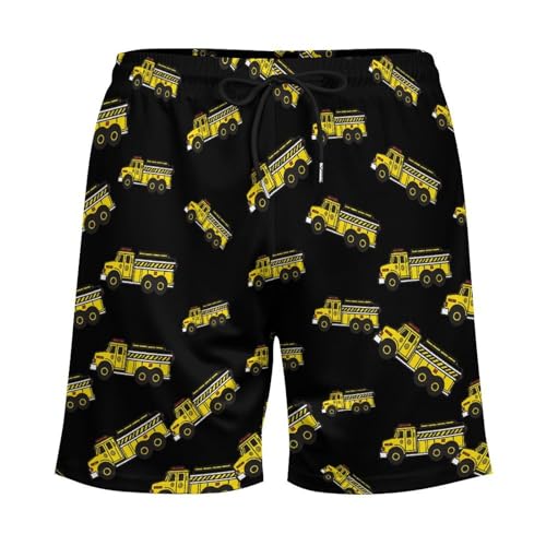 Fire Truck Mens Swim Trunks Swimming Board Shorts with Compression Liner Summer Beach Bottom3
