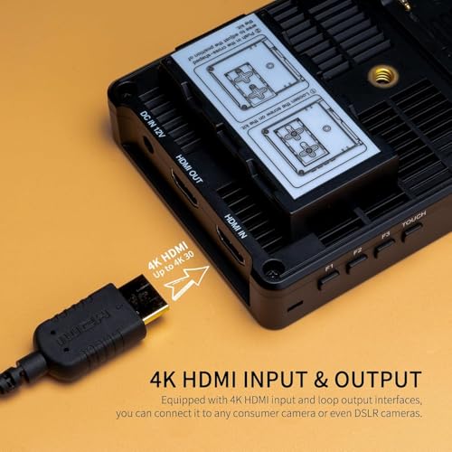 Image of FEELWORLD F5 PROX 5.5 Inch 1600nit High Bright Camera Field Monitor DSLR, 4K Touch Screen 1920x1080 HDMI 3D LUT 5V Type-C Power Supply FHD Peaking Focus Video Monitor with Battery 12V Adapter Tilt Arm