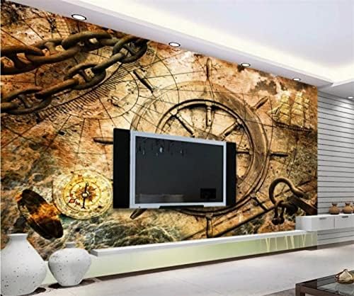 SHEROCHING 3D Wallpaper Living Room murals Retro Nautical Sailboat Compass Background Wall Decoration Stickers Wall Art Stickers