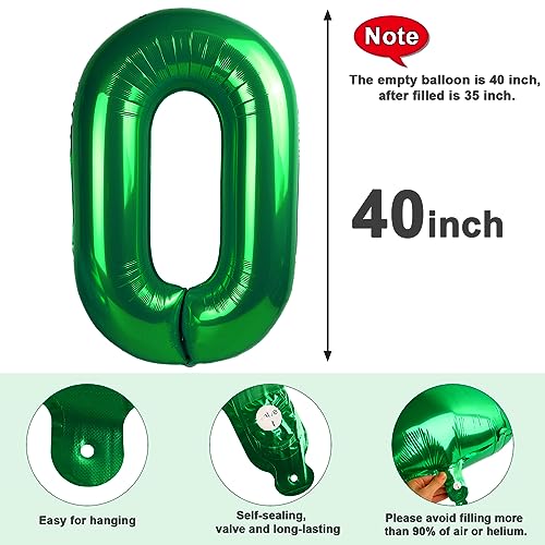 Image of Number 0 Balloons Birthday Decorations, 40In Green Balloons for Men Women | Eye-catching Appearance, Perfect Decorative Centerpieces, Convenient Self-sealing Structure, Widely for Various Occasions