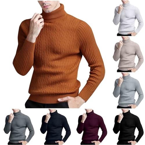 Cambkatl Men's Turtleneck Sweaters Cable Knitted Long Sleeve Cozy 2025 Fall Winter Slim Fit Pullovers Jumper Tops2