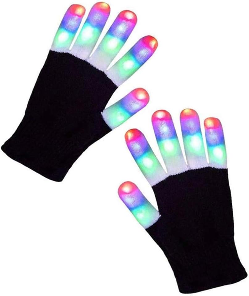 Playmate Led Gloves Light Up Rave Glow Gloves 3 Colors 6 Modes Flashing Halloween Costume Birthday EDM Party Christ-mas Light Up Toys For Kids Adults (Small-Kids)