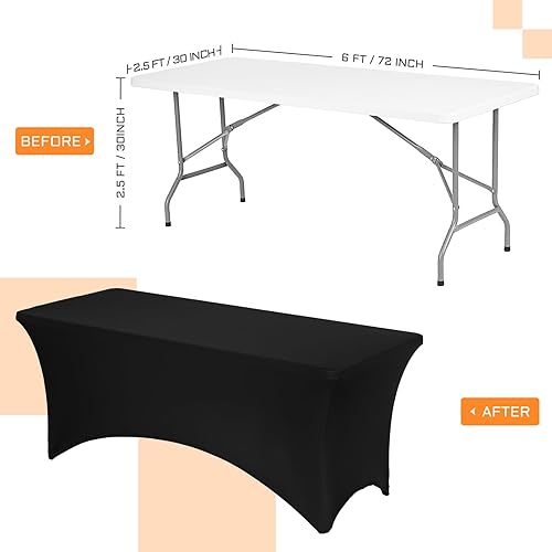 Miniatura 2 de JERIA 4 Pack 6FT Spandex Table Cloth,Washable and Wrinkle Resistant Stretch Rectangular Patio Table Cover for Wedding, Banquet, Parties,Festival