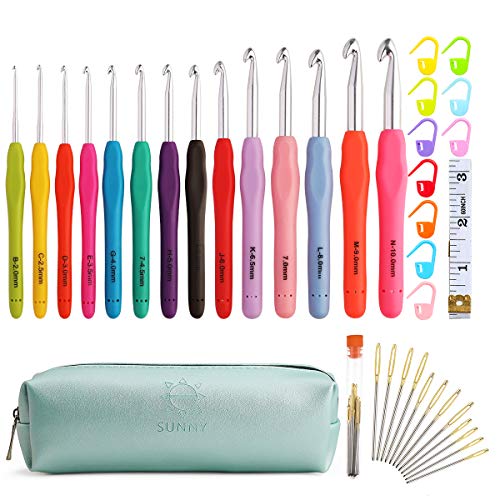 KOKNIT Smooth & Sturdy Hooks Set, 14 Ergonomic Crochet Hooks for Extreme Comfort, Extra Longâ€¯ Crochet Needles for Crocheting with Case