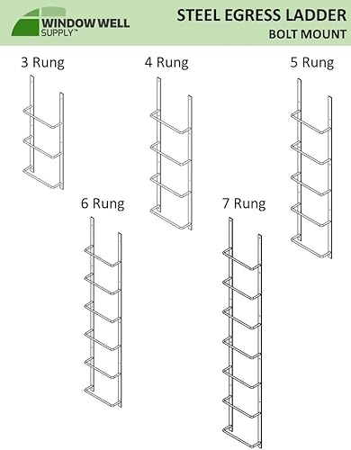 Miniatura 3 de Escalera de salida para sótano con pernos, escalera de pozo de acero para ventana de egreso permanente, resistente, se adapta a todas las ventanas