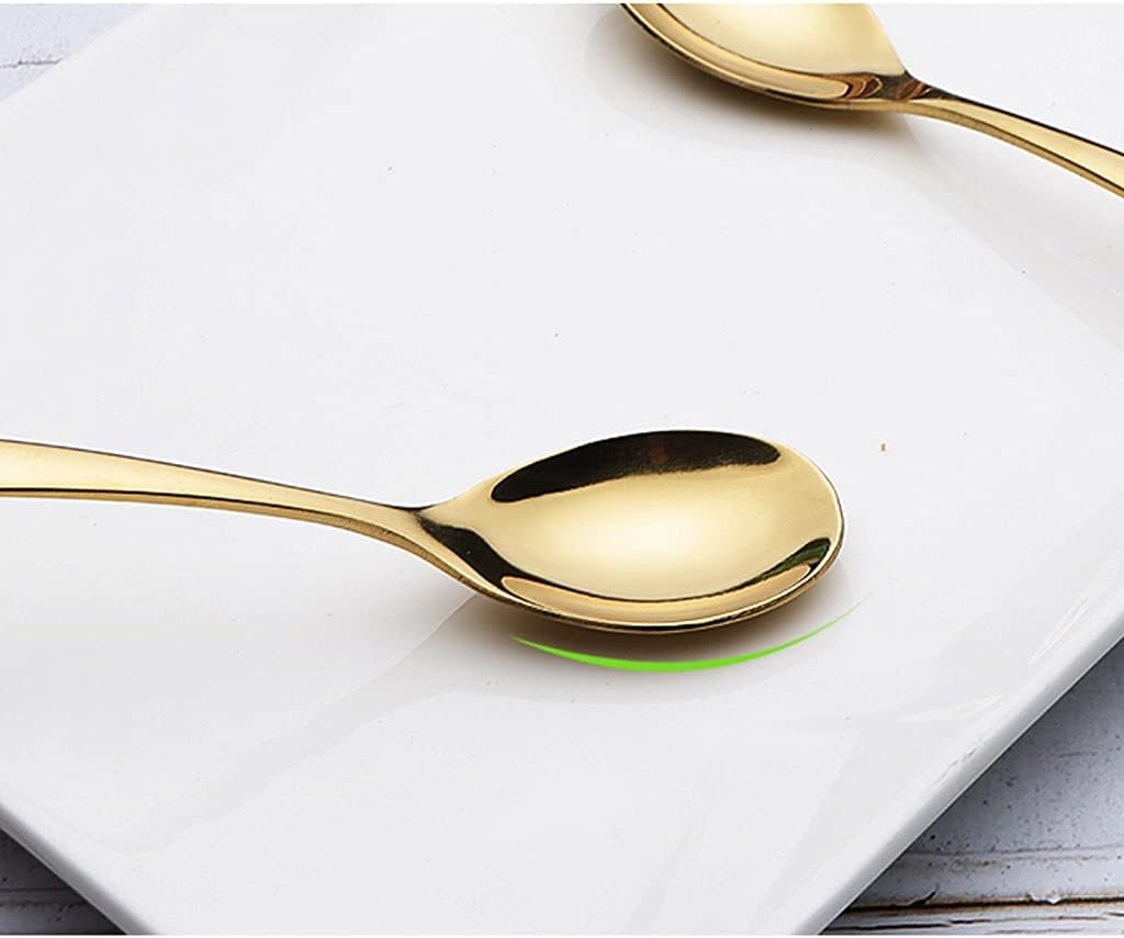 Tea Spoons Stainless Steel Spoon Rice Spoon Dessert Spoon Coffee Spoon Titanium Spoon Mixing Spoon Golden Spoon Spoon Craft Spoon Ice Tea Spoons (Color : Gold, Size : 5 Pieces) (Gold 5 Pieces)