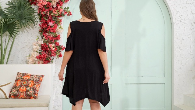 Elescat Women's Summer T-Shirt Dress - Loose Swing Tunic With Pockets, Short Sleeve