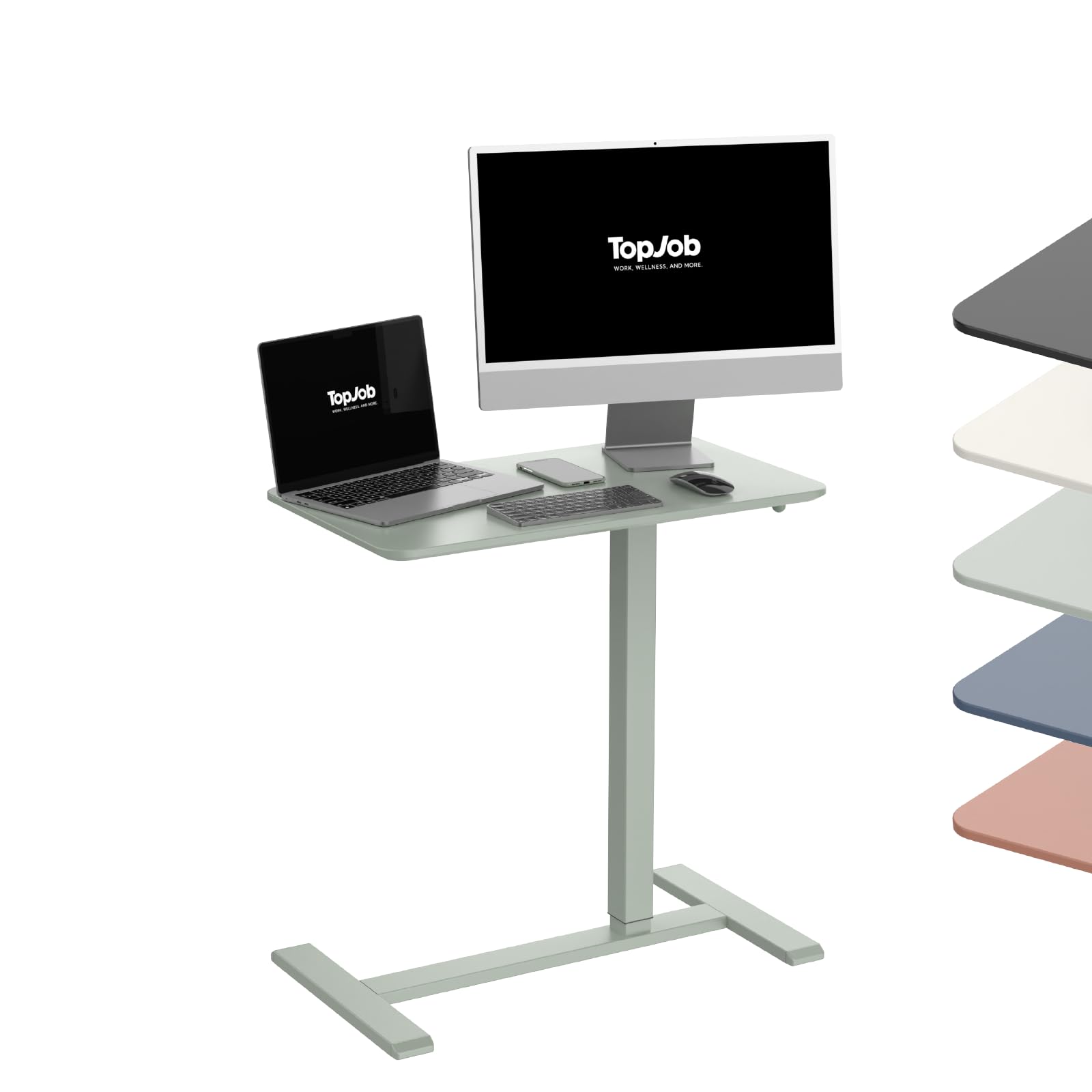 TopJob ANYDESK NEST Mobile Standing Desk, Portable with Hidden Wheels Non Folding, Sit Stand Desk, Computer Workstations, Home Use, Couch Side Table,