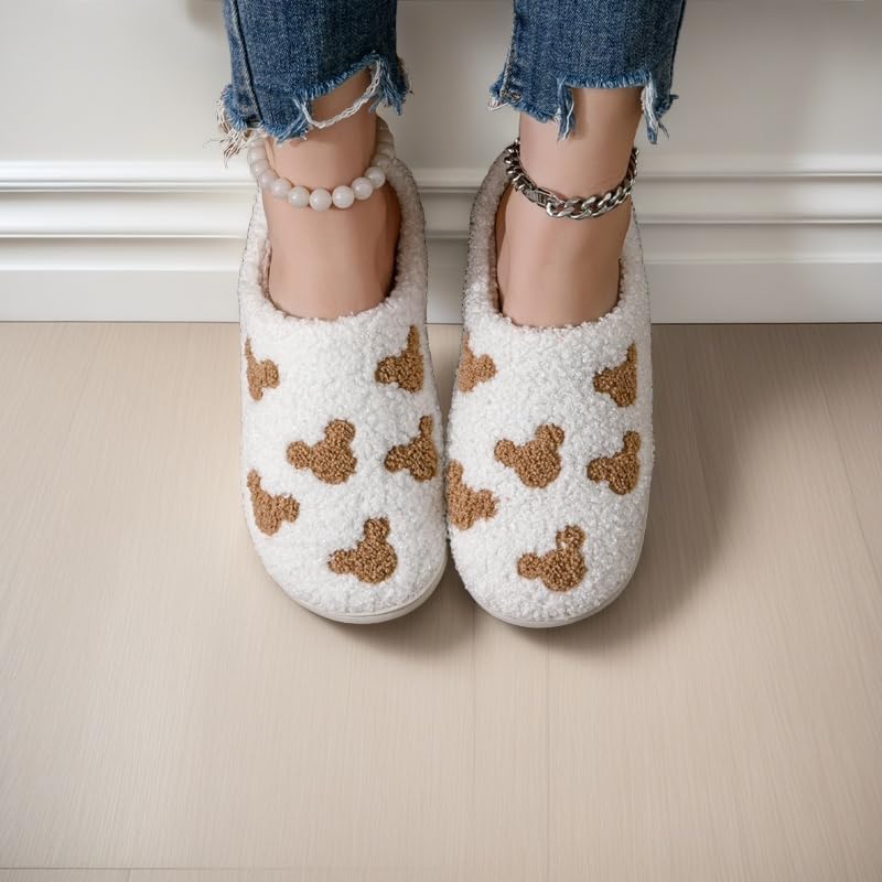 Bow Slippers for Women & Men - Floral Memory Foam Plush Slippers, Cute Cartoon Design, Warm Fluffy Fur Lined, Indoor Outdoor House Home Bedroom Shoes - Image 2