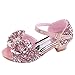 WINJIN Chaussures Fille Ballerines Mignon avec Paillettes et Bownot Brillant Cendrillon Raiponce Chaussures de Princesse Nœud Papillon Déguisement Anniversaire Carnaval (4-12 Ans, Argent Rose Or)