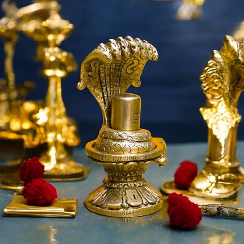 Image of SHANTI Brass Shivling for Home Puja, Shiva Lingam for Temple, Office Desk, Gift & Decor (SL2181)