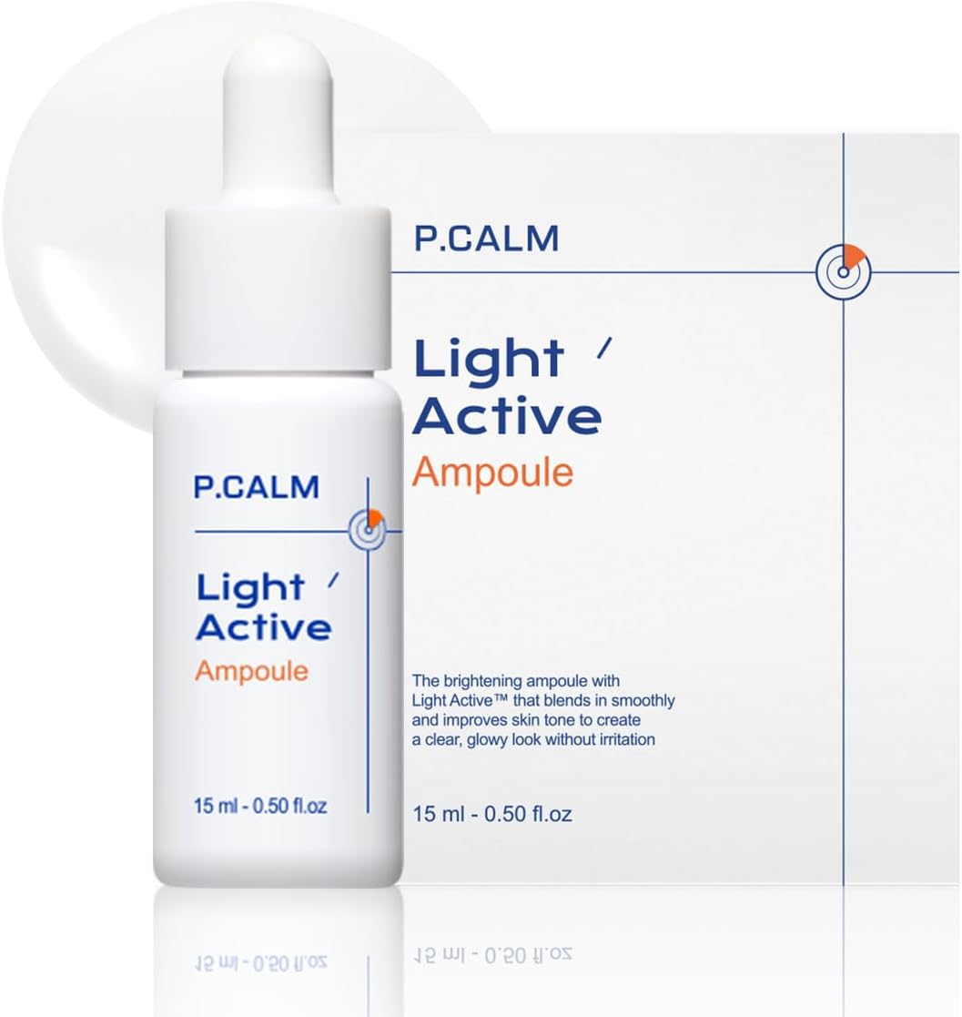 P.CALM Light Active Ampoule 0.5 fl.oz | Vegan Hyperpigmentation Dark Spot Correction Facial Serum for Sensitive Skin | Korean Skincare