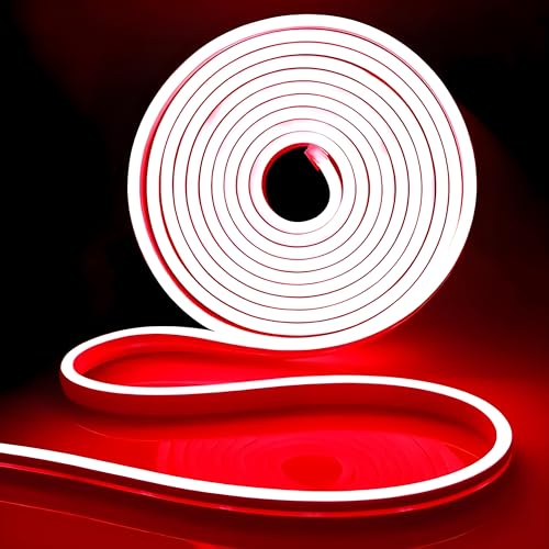 Image of 13.1 Feet Neon LED Strip Light | 12V Adapter, Waterproof IP65, Silicone Flexible Rope Light for Home Wall Decor & Gaming Room| Led Strip Lights | Neon Lights 4 Meter | (Red)