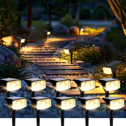 SOLPEX Solar Spot Lights Outdoor Waterproof IP65, Landscape Spotlights Outdoor, Compact Design Spot Lights, Solar Powered Flood Lights for Garden Yard Pathway House Tree Outside, 10 Pack, Warm White