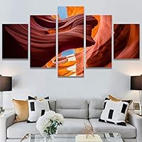 SIGNWIN 5 Panel Canvas Wall Art Modern Art Landscape Modern Multicolor Photography Relax/Calm Rocky for Home Decorations Ready to Hang - 60