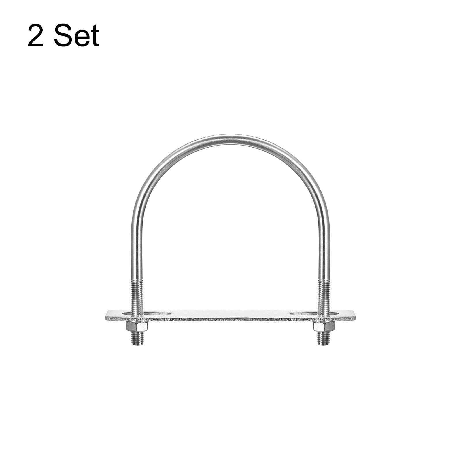 TA-VIGOR 2 sets M8 Round U-Bolts, 102mm Inner Width 130mm Length 304 Stainless Steel U-Bolts with Nut, Plate - Image 3