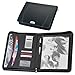 Produktbild Schreibmappe - Aktenmappe aus Bonded Leder (Lederfaserstoff) - Reißverschluss, Rechner, A4 Block und diverse Fächer - schwarz - INKL. 1x Metall Textmarker & 1x Metall Kugelschreiber + 1x GM-IT Kugelschreiber