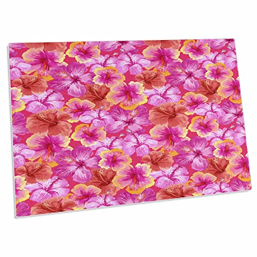 Tapete de escritorio con patrón de flores tropicales color rosa