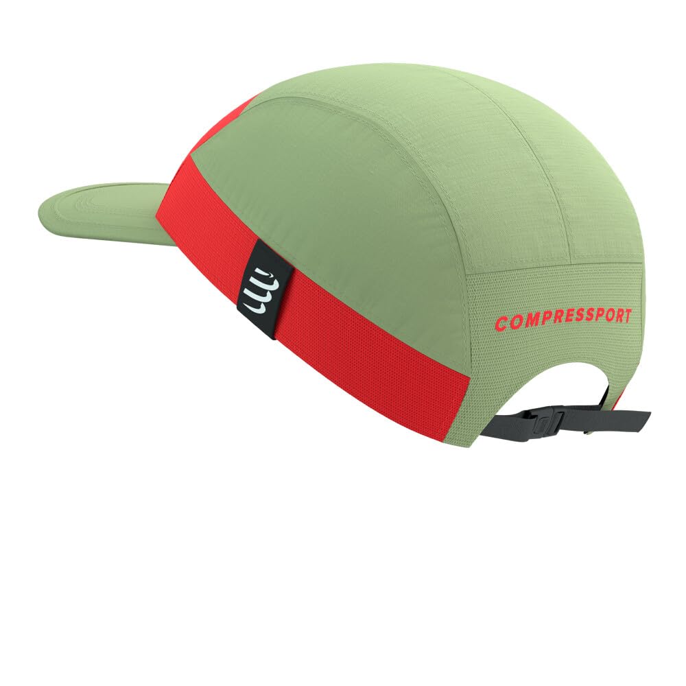 COMPRESSPORT Gorra de luz de 5 paneles - SS25, Nilo/Rojo Fluo, Taille unique