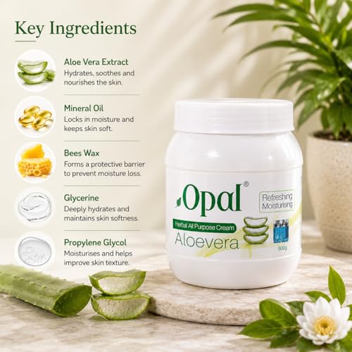 Image of OPAL Aloevera Herbal All Purpose Cream for Deep Nourishing & Refreshing Moisturizing- Hydrating & Revitalizing Skin Care All Skin Types - 800gm