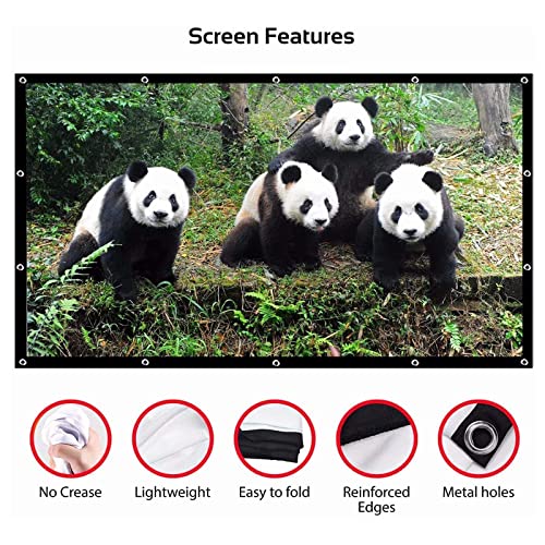 Projector Screen,100inch- 16:10 HD Portable Movie Screen Outdoor Projection Movies Screen, Portable Double-Sided Movies Screen For Home Theater with Carry Bag and Tight Straps - Image 6