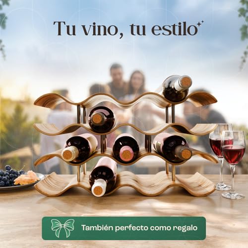 Miniatura 7 de Dreiklang - Be Smart Botellero De Madera Para 14 Botellas Estable Y Autoportante, Diseño Moderno Y Decorativo Compacto Y Ahorra Espacio, Pequeño Y Estrecho, 4 Niveles 43 37 15,7 Cm