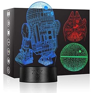 3D Star Wars Lamp, ZNZ LED Optical Illusion Night Light, 16 Colors Changing Remote Touch Mood Lamp – Perfect Christmas…