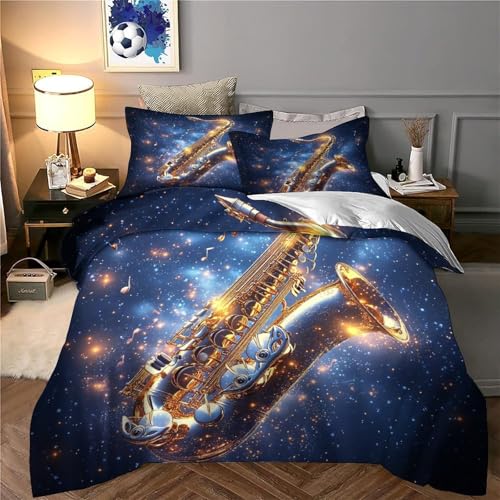 Parure de lit saxophone doré pour une douce musique spatiale - 6