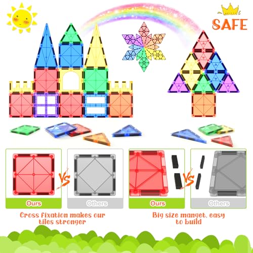 Coodoo 40PCS Magnetic Building Tiles Set