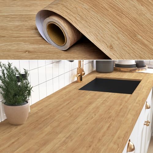CRE8TIVE Light Brown Wood Effect Vinyl Self Adhesive Textured Wallpaper ...