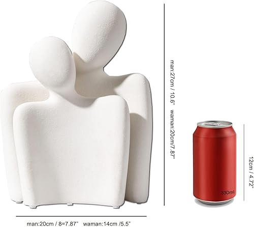 Miniatura 3 de Estatuas de pareja abrazándose de cerámica, figuras de amantes, decoraciones para mesa de café (blanco)