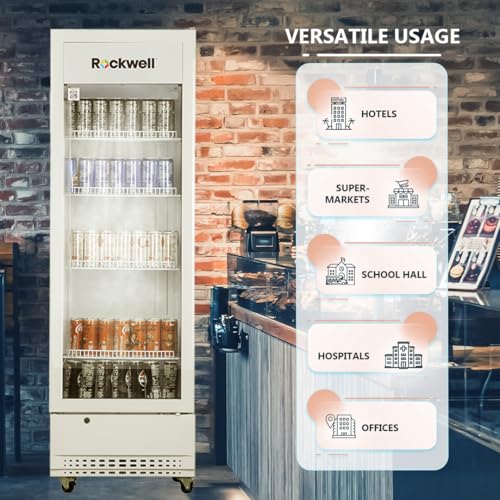 Image of ROCKWELL RVC320A, Visi Cooler, Single Glass Door, 4 Years Warranty, White (Internal LED, Heavy Duty, Dynamic Cooling)