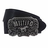 40 mm breit MUSTANG Gürtel Herrengürtel Ledergürtel Schwarz 2141, Länge:100, Farbe:Schwarz