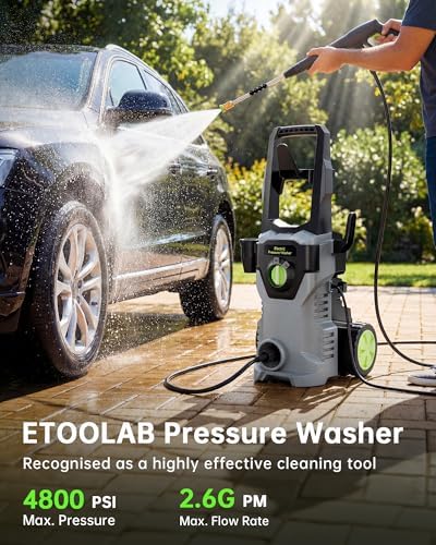 Pressure Washer Etoolab Power Washer with 4 Nozzle Tips,4500PSI Max 2.6 GPM, High Pressure Washer with Foam Cannon - Ideal for Driveway, Deck, Patio, Fence, and Car Cleaning - 2