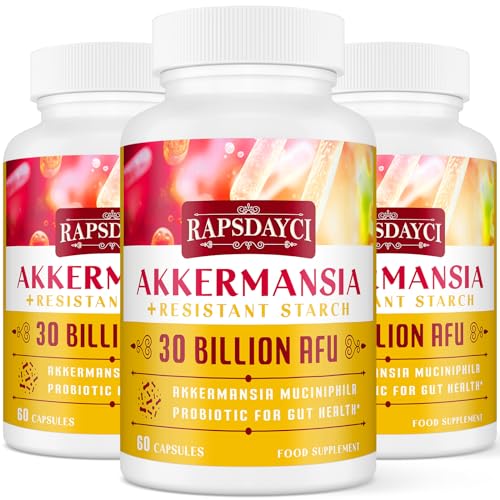30 Billion AFU Akkermansia Muciniphila, Probiotic for Gut Health & Digestive, Most Potent Probiotic Supplement, A Live Akkermansia Supports Gut Lining & GLP-1, for Women & Men (60 Count (Pack of 3))