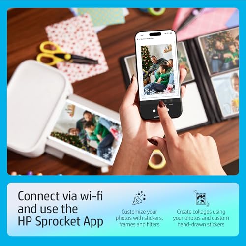 HP Sprocket Studio Plus 4x6 Wireless Instant Photo Printer, 10 Sheets + Cartridge, Wi-Fi, Premium Dye Sublimation, Compact Home Use, Prints Vibrant Color Pictures, Editing App for Creative Photos
