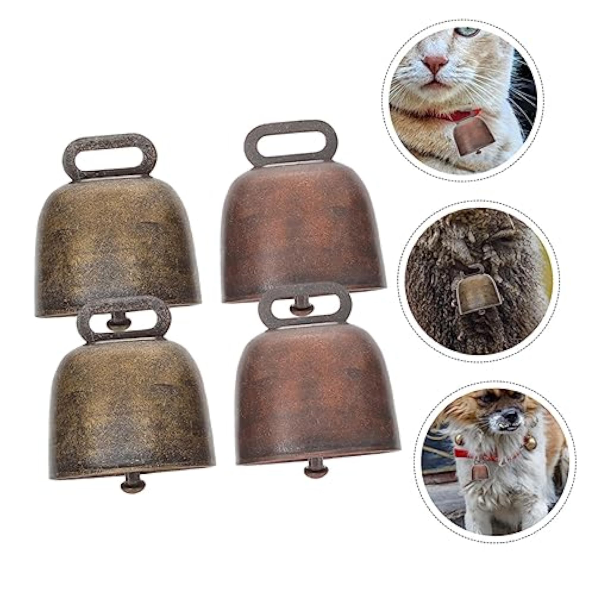 4pcs Metal Cowbell Copper Bell Ornament Set