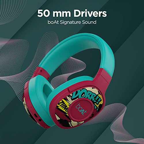 Image of boAt Rockerz 558 Bluetooth Wireless Over Ear Headphones with Mic Upto 20 Hours Playback, 50MM Drivers, Soft Padded Ear Cushions and Physical Noise Isolation(Maroon Maverick)