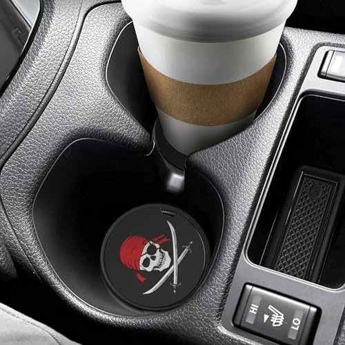 Portavasos para auto diseño calavera pirata retro 4pzs miniatura 6