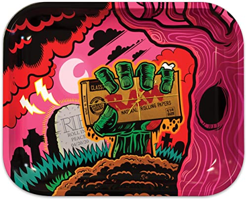 Raw Zombie Rolling Tray | Large (13.5 X 11 X 1.25") | Includes Rawthentic Certificate, Large Zombie Tray And American Rolling Club Scoop Card #TOP1