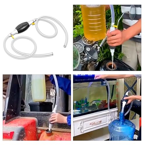 Benzinpumpe Handpumpe, Absaugpumpe Kraftstoffpumpe, Transferpumpe, 1M Länge Ölabsaugpumpe, Multifunktions Flüssigkeitssauger, mit 2 Metallklammer, für Gas, Benzine-Olie, Diesel, Vloeibaar Aquarium