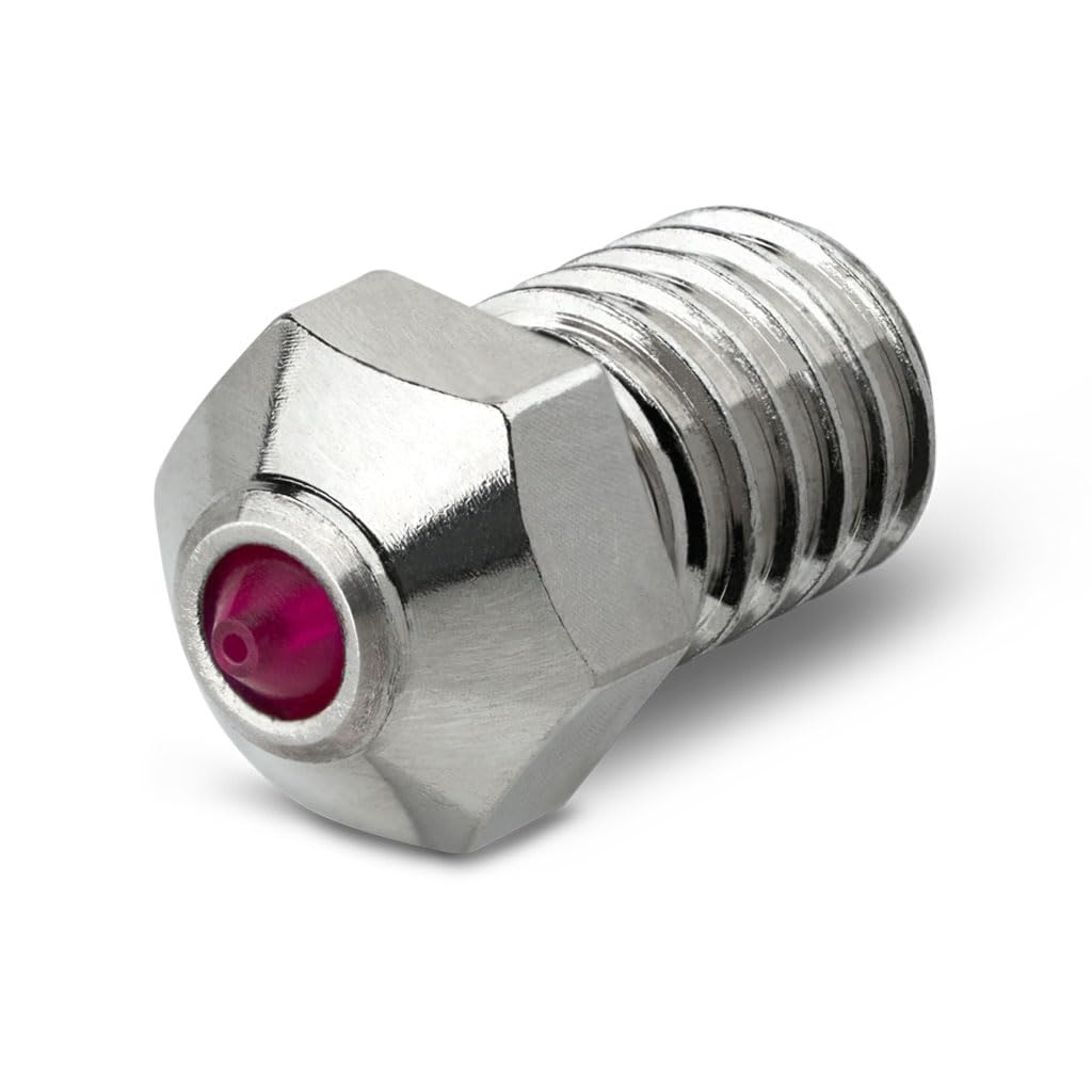 Rubin-Düse 0,4 mm für E3D V6 Hotend, Prusa i3 MK3S / MINI, Anycubic i3 Mega/Kobra/Kobra Neo 3D-Drucker und mehr, gehärtet und verschleißfest, vernickeltes Kupfer