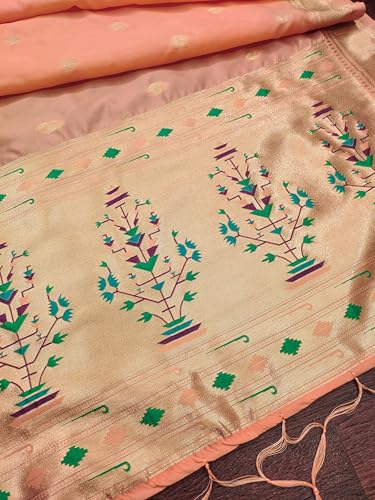 Image of DEVANGI Women's Woven Paithani Banarasi Silk Dupatta /Chunni For Women, Floral Print 1 Meter Wide and 2.3 Meter Length Printed Designer Dupatta /Chunni For Girls