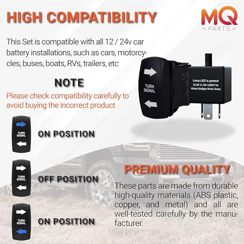 Image of Blue LED Lamp 7-PIN Turn Signal Rocker Switch (ON-Off-ON DPDT Switches) with 3-PIN CF13 Adjustable Flasher Relay for Car UTV ATV Motorcycle Truck Trailer Caravan SUV