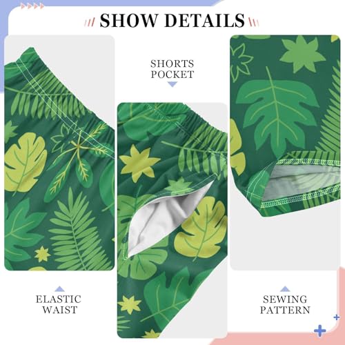 ZZXXB Summer Tropical Leaves Boys Long Pants Soft Trousers Elastic Waist Kids Lounge Bottoms with Pockets S-XL4