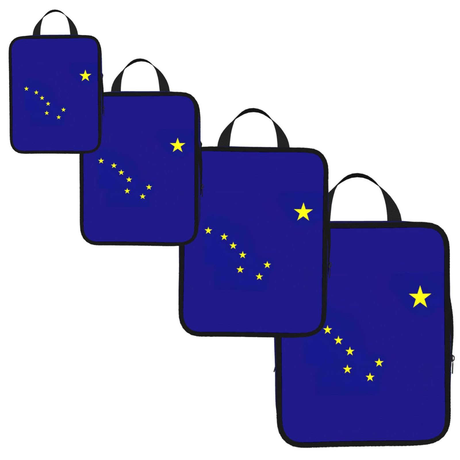 Alaska state flag Print 4 Set Compression Packing Cubes for Suitcases,Expandable Storage Bags Organizers