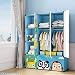 MAGINELS Children Wardrobe Dresser Portable Closet Bedroom Armoire Clothes Hanging Storage Rack Cube Organizer Large Blue 8 Cube & 2 Hanging Section