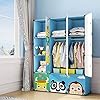 Maginels kids closetbaby wardrobe closet with doorcute portable armoire dresserclothes hanging storage rack for boy bedroomblue12 cube14x14inch  urban country home decor