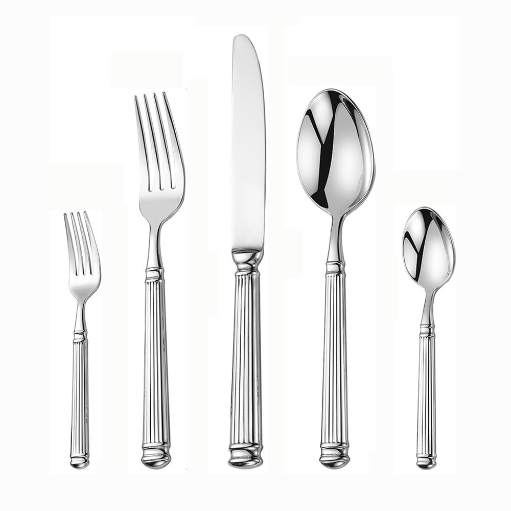 Juego de Cubiertos Ligeros de Lujo forjados con Mango de Columna Romana Maciza, vajilla de Acero Inoxidable para Cocina, Cubiertos, Cuchillo para Carne, Tenedor, Cuchara, cucharill